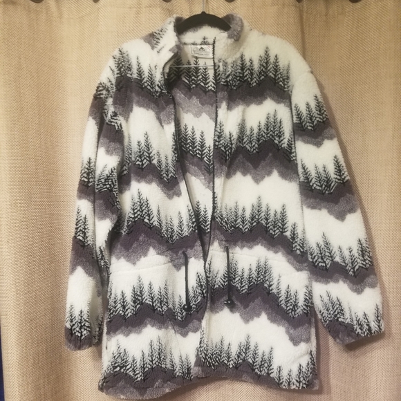Vintage 90's fit Black mountain fleece black white gray M - Picture 5 of 8